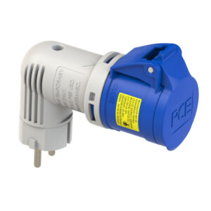 Adaptateur de mesure : fiche 2P+T coudée vers prise CEE 16 A 2P+T 230 V 6h