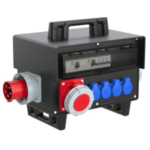 Coffret mobile caoutchouc PCE Schrems – 2 × CEE 63 A 5P + 2 × CEE 32 A 5P + 2 × CEE 16 A 5P + 4 × 2P+T