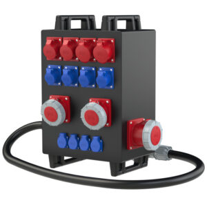 Coffret mobile caoutchouc PCE Zirl – 1 × CEE 125 A 5P + 2 × CEE 63 A 5P + 2 × CEE 32 A 5P + 2 × CEE 16 A 5P + 4 × 2P+T