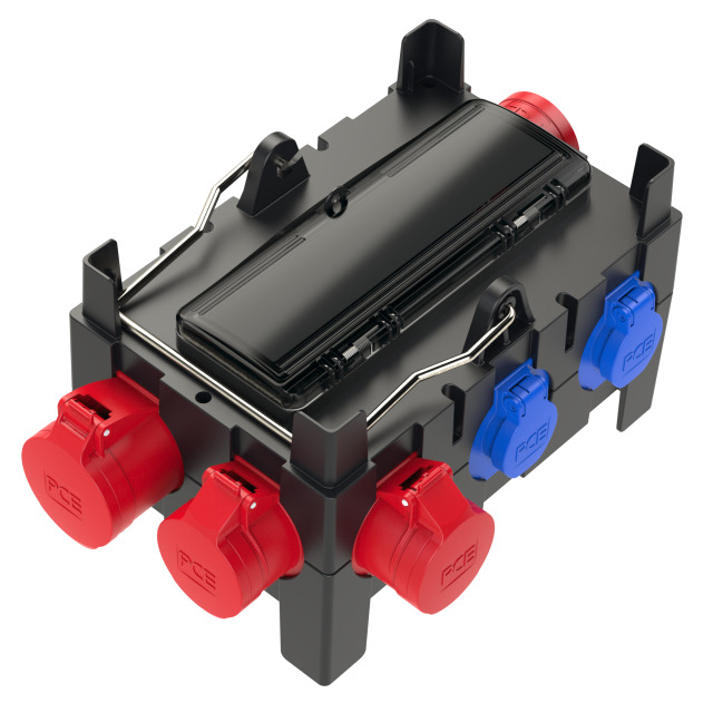 Coffret mobile plastique PCE Ischl – 1 × CEE 32 A 5P + 2 × CEE 16 A 5P + 4 × 2P+T
