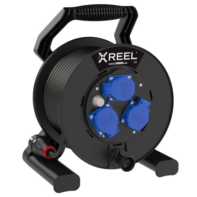 Enrouleur XREEL Ø 250 mm – 3 prises 2P+T, 25 m H07RN-F 3G1,5 – réf. 9250001-p