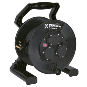 Enrouleur XREEL Ø 250 mm – 3 prises britanniques BS 1363, 25 m H07RN-F 3G1,5