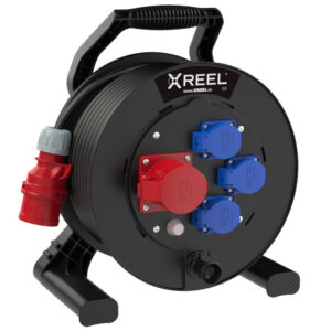 Enrouleur XREEL Ø 310 mm – 1 prise CEE 16 A 5P + 3 prises 2P+T, 25 m H07RN-F 5G2,5
