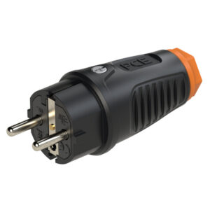 Fiche 2P+T caoutchouc Taurus2 16 A IP54 noir/orange
