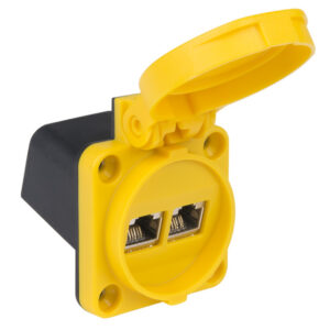 Prise de données 2 × RJ45 catégorie 6A à clapet, jaune, IP54
