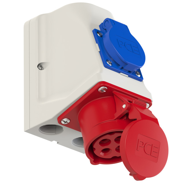 Prise murale COMBO CEE 16 A 3P+T 400 V 6h + prise 2P+T IP44 – réf. 9214-6