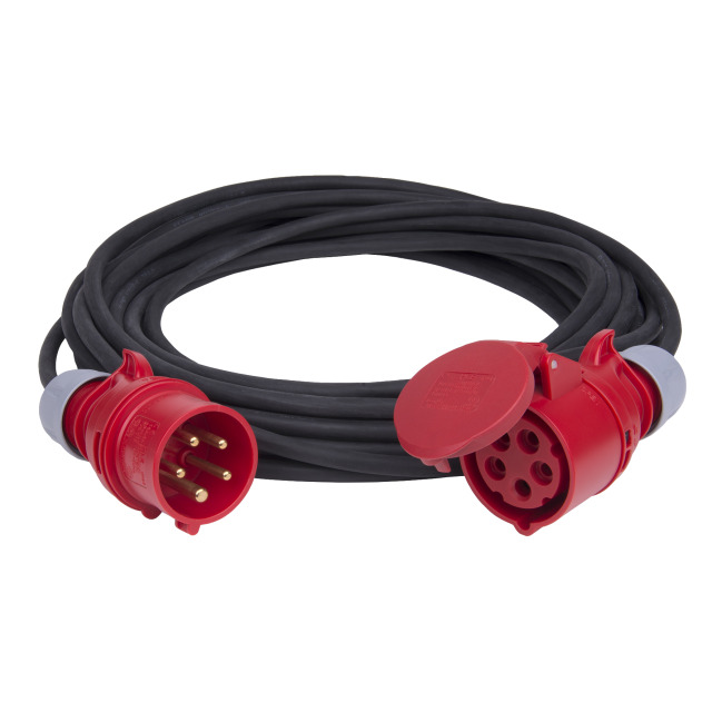 Rallonge 20 m H07RN-F 5G4 noir – fiche CEE 32 A 5P / prolongateur CEE 32 A 5P