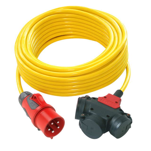 Rallonge 5 m N07V3V3-F 5G2,5 jaune – fiche CEE 16 A 5P / triplette 2P+T