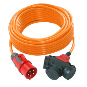 Rallonge 10 m H07BQ-F 5G2,5 orange – fiche CEE 16 A 5P / triplette 2P+T
