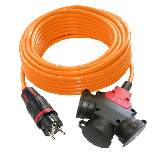 Rallonge 50 m H07BQ-F 3G2,5 orange – fiche 2P+T / triplette 2P+T – réf. 980950325682-p