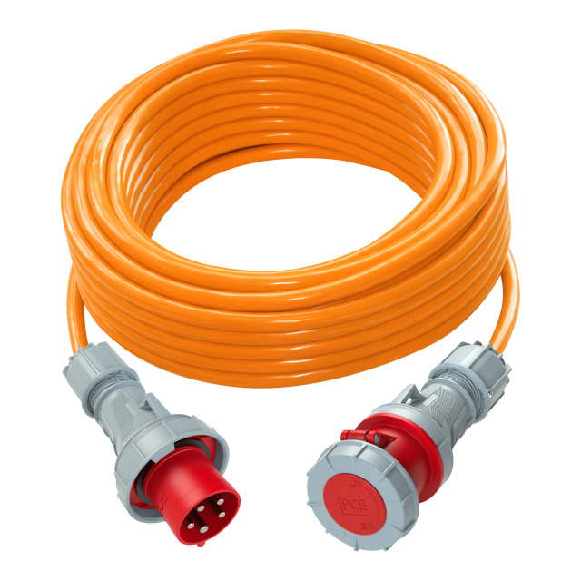 Rallonge 50 m H07BQ-F 5G16 orange – fiche CEE 63 A 5P / prolongateur CEE 63 A 5P