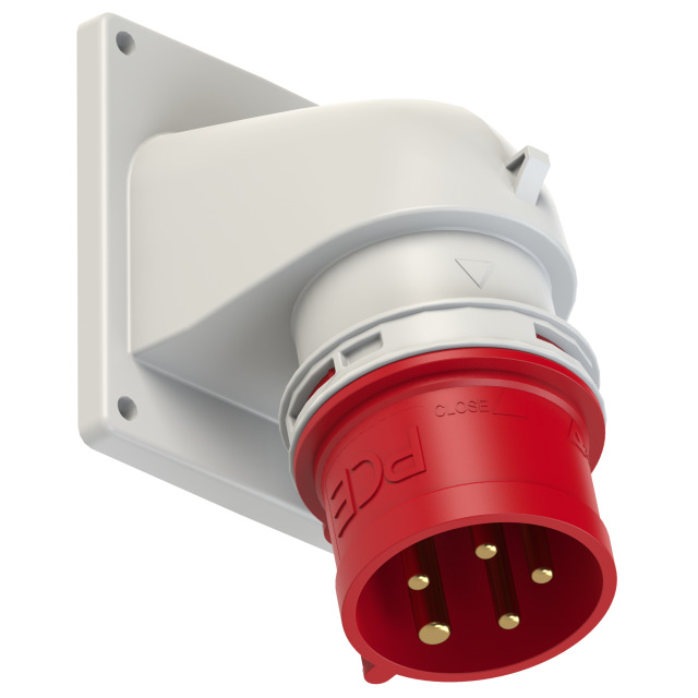 Socle connecteur mâle CEE coudé 32 A 3P+N+T 400 V 6h IP44