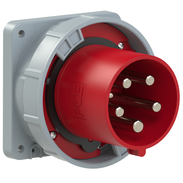 Socle connecteur mâle CEE droit 125 A 3P+N+T 400 V 6h IP67 POWER TWIST