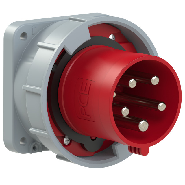 Socle connecteur mâle CEE droit 63 A 3P+N+T 400 V 6h IP67 POWER TWIST