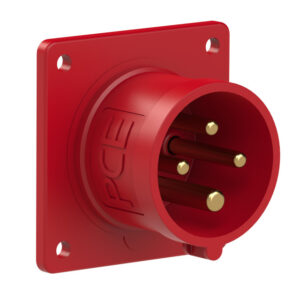 Socle connecteur mâle CEE droit 70 × 70 mm 16 A 3P+T 400 V 6h IP44