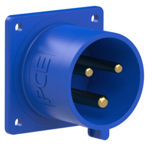 Socle connecteur mâle CEE droit 70 × 70 mm 32 A 2P+T 230 V 6h IP44