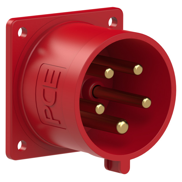 Socle connecteur mâle CEE droit 70 × 70 mm 32 A 3P+N+T 400 V 6h IP44