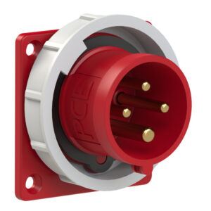 Socle connecteur mâle CEE droit 75 × 75 mm 16 A 3P+T 400 V 6h IP67