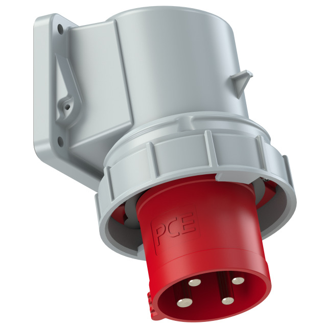 Socle connecteur mâle CEE incliné compact 63 A 3P+T 400 V 6h IP67 POWER TWIST
