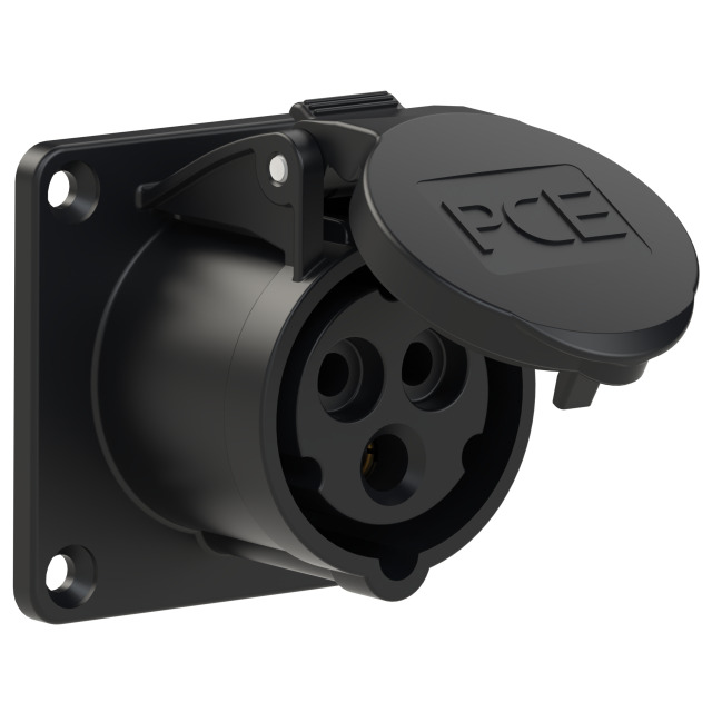 Socle de prise CEE droit 70 × 70 mm 16 A 2P+T 230 V 6h IP44/IP54 noir