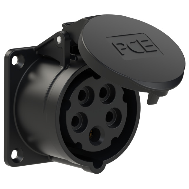 Socle de prise CEE droit 70 × 70 mm 16 A 3P+N+T 400 V 6h IP44/IP54 noir