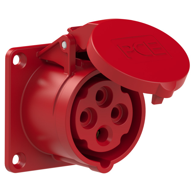 Socle de prise CEE droit 70 × 70 mm 16 A 3P+T 400 V 6h IP44/IP54