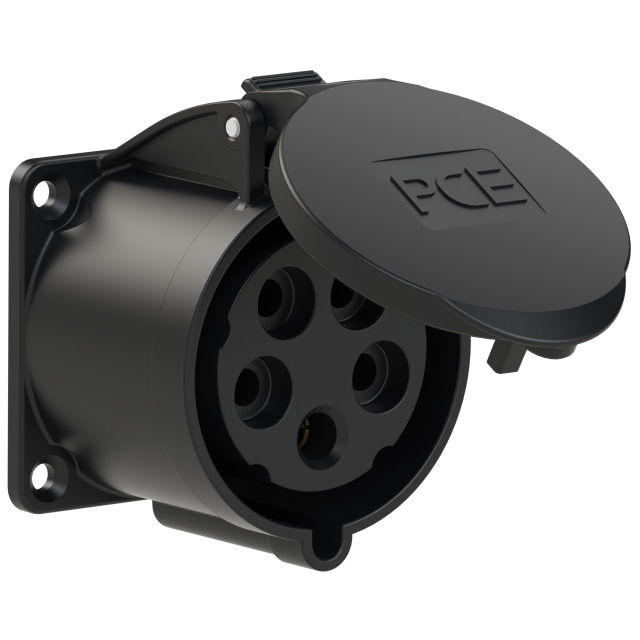 Socle de prise CEE droit 70 × 70 mm 32 A 3P+N+T 400 V 6h IP44/IP54 noir