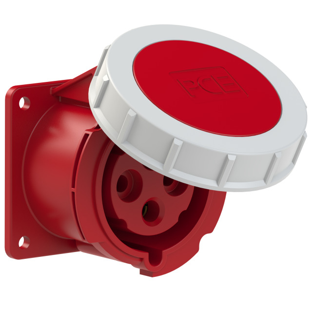 Socle de prise CEE droit 75 × 75 mm 32 A 3P+T 400 V 6h IP67