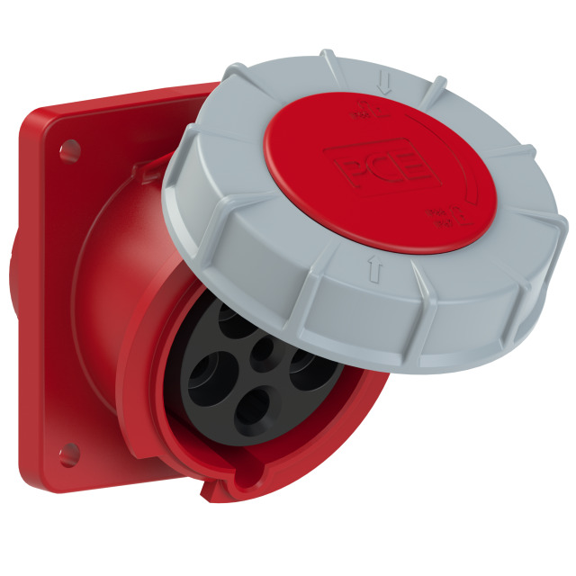 Socle de prise CEE incliné 100 × 112 mm 63 A 3P+N+T 400 V 6h IP67 POWER TWIST