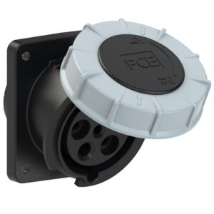 Socle de prise CEE incliné 100 × 112 mm 63 A 3P+N+T 500 V 7h IP67 POWER TWIST
