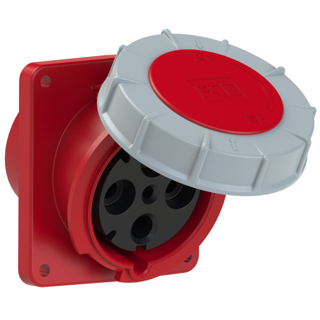 Socle de prise CEE incliné 120 × 130 mm 125 A 3P+T 400 V 6h IP67 POWER TWIST