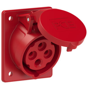 Socle de prise CEE incliné 70 × 85 mm 16 A 3P+T 400 V 6h IP44/IP54
