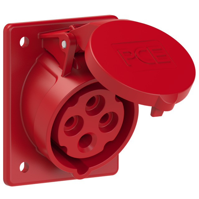 Socle de prise CEE incliné 70 × 85 mm 16 A 3P+T 400 V 6h IP44/IP54